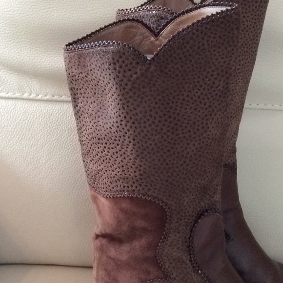 Made and bought in Italy brown leather cowboy boot - Picture 4 of 7